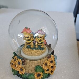Charming Sunflower Globe with Playful Figures .music Box